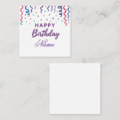 カラフル紙吹雪ハッピーバースデー ノートカード (正面/裏面)