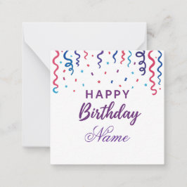 カラフル紙吹雪ハッピーバースデー ノートカード