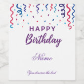 カラフル紙吹雪ハッピーバースデー ワインラベル (シングルラベル)