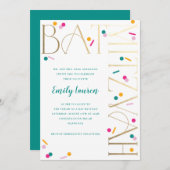 カラフル紙吹雪バルミツワー招待状 招待状 (正面/裏面)