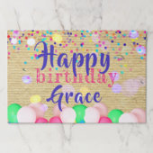 カラフル紙吹雪バルーン誕生日ランチョンマット ペーパーパッド (正面)