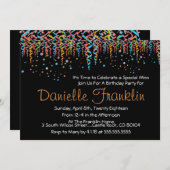 カラフル紙吹雪パーティー招待状 招待状 (正面/裏面)