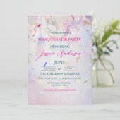 カラフル紙吹雪マスカレードパーティー誕生日 招待状 (スタンド正面)