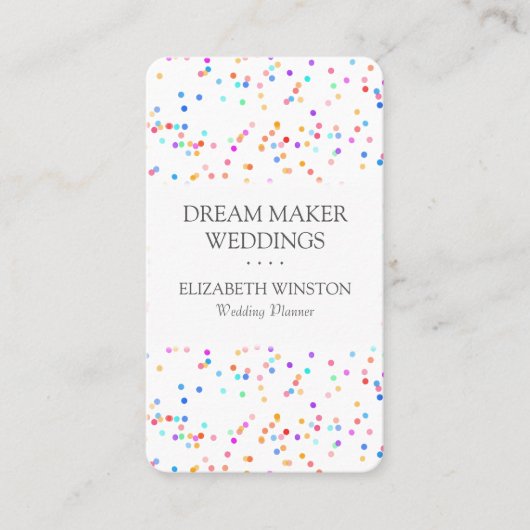 カラフル紙吹雪モダンエレガントな結婚式 名刺 (正面)