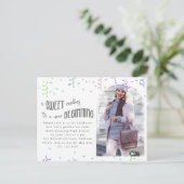 カラフル紙吹雪卒業党招待状 案内ポストカード (スタンド正面)