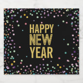 カラフル紙吹雪大晦日パーティー スパークリングワインラベル (シングルラベル)