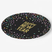 カラフル紙吹雪大晦日パーティー ペーパープレート (アングル)