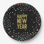 カラフル紙吹雪大晦日パーティー ペーパープレート (正面)