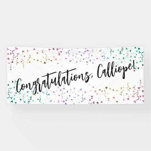 カラフル紙吹雪手書き入力おめでとう 横断幕 (横)