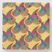 カラフル紙吹雪抽象芸術ペイズリーレインボドロップ ストーンコースター (正面)