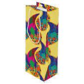 カラフル紙吹雪抽象芸術ペイズリーレインボドロップ ワインギフトバッグ (正面アングル)
