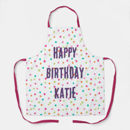 カラフル紙吹雪振りかける水玉模様レインボーカード エプロン