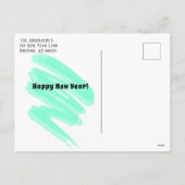 カラフル紙吹雪新年のティール（緑がかった色）の角テンプレート シーズンポストカード (裏面)