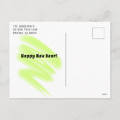 カラフル紙吹雪新年の緑の四角形テンプレート シーズンポストカード (裏面)