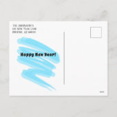 カラフル紙吹雪新年の青い四角いテンプレート シーズンポストカード (裏面)