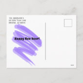 カラフル紙吹雪新年パープルスクイグル シーズンポストカード (裏面)