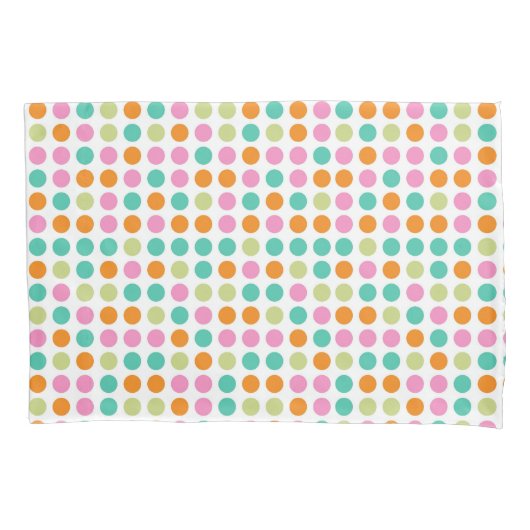 カラフル紙吹雪水玉模様レトロ60sアート 枕カバー (正面)