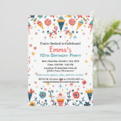 「カラフル紙吹雪誕生日招待状 案内状 (スタンド正面)