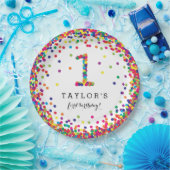 カラフル紙吹雪1st誕生日パーティープレート ペーパープレート (パーティー)