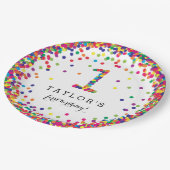 カラフル紙吹雪1st誕生日パーティープレート ペーパープレート (アングル)