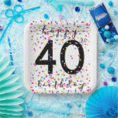 カラフル紙吹雪40歳の誕生日 ペーパープレート (パーティー)