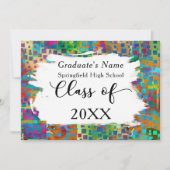 カラフル紙吹雪、ブラシストロークのグラード発表 案内状 (正面)