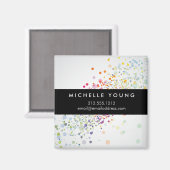 カラフル紙吹雪《写真》ぼけ味オン灰色モダン マグネット (正面/裏面)