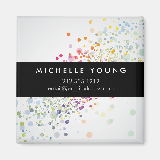 カラフル紙吹雪《写真》ぼけ味オン灰色モダン マグネット (正面)