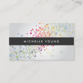 カラフル紙吹雪《写真》ぼけ味オン灰色モダン 名刺 (正面)