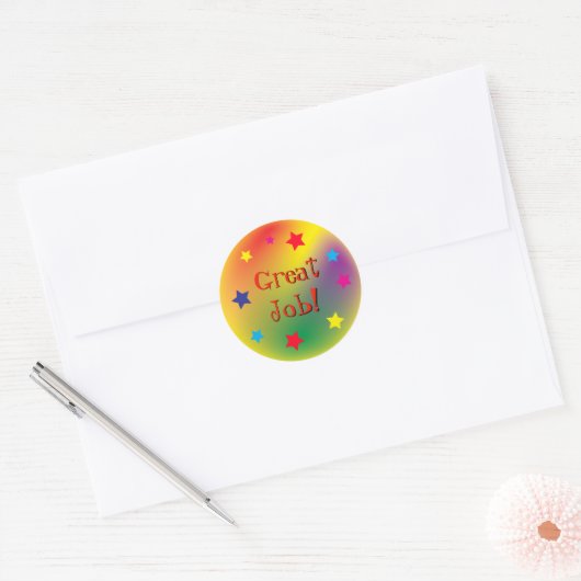 カラフル素晴らし仕事やる気を起こさせるの子供 ラウンドシール (封筒)