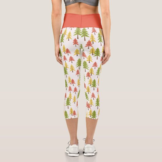 カラフル素朴シンプル林美術パターン カプリレギンス (裏面)