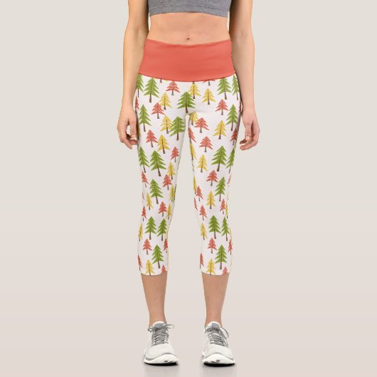 カラフル素朴シンプル林美術パターン カプリレギンス (正面)