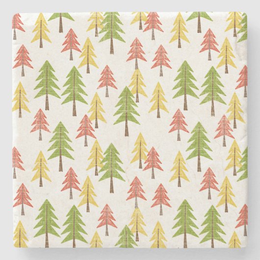 カラフル素朴シンプル林美術パターン ストーンコースター (正面)