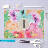 カラフル素朴モダンフローラ 薄葉紙 (クラフト)