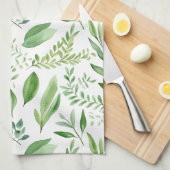 カラフル素朴ユーカリ水の色葉の キッチンタオル (四つ折り)