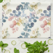 カラフル素朴ユーカリ水の色葉の キッチンタオル (折り畳み)