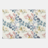 カラフル素朴ユーカリ水の色葉の キッチンタオル (横)