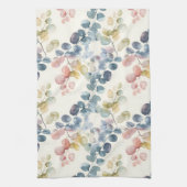 カラフル素朴ユーカリ水の色葉の キッチンタオル (縦)