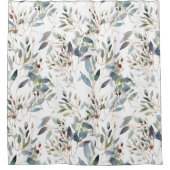 カラフル素朴ユーカリ水の色葉の シャワーカーテン (正面)