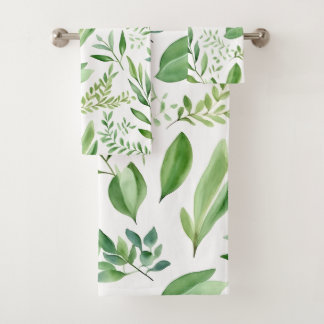 カラフル素朴ユーカリ水の色葉の バスタオルセット