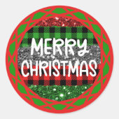 カラフル素朴レトログリッター ラウンドシール (正面)