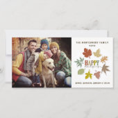 カラフル素朴感謝祭葉リース写真 シーズンカード (正面)