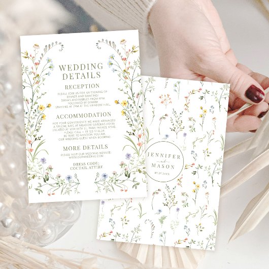 カラフル素朴結婚詳細カード エンクロージャーカード