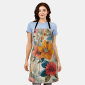 カラフル素朴花 エプロン (着用した状態)