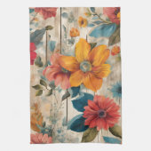 カラフル素朴花 キッチンタオル (縦)