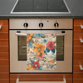 カラフル素朴花 キッチンタオル