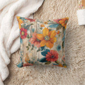 カラフル素朴花 クッション (ブランケット)