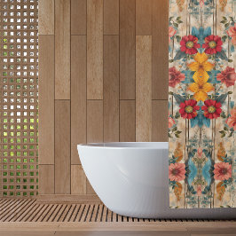 カラフル素朴花 シャワーカーテン