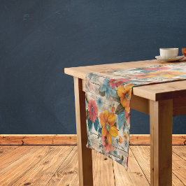 カラフル素朴花 ショートテーブルランナー