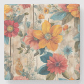 カラフル素朴花 ストーンコースター (正面)